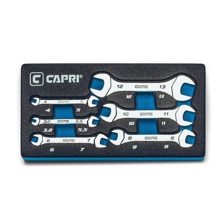 Capri Tools Slim Mini Open End Wrench Set, Metric, 32 to 13 mm, 6Pcs CP11830-6MT